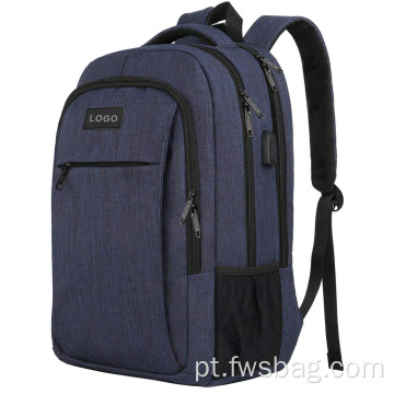 Computador de grande capacidade multifuncional com mochilas USB Chevron Canvas Computer Laptop Bags